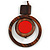Brown/ Red Double Circle Wooden Pendant Brown Cotton Cord Long Necklace - 80cm L/ 10cm Pendant - Adjustable