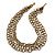 3-Strand Golden/ Brown Glass Bead Oval Link Necklace - 70cm L