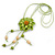 Salad Green Leather Daisy Pendant with Long Cotton Cord - 80cm L - Adjustable - view 3