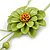 Salad Green Leather Daisy Pendant with Long Cotton Cord - 80cm L - Adjustable - view 4