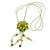 Salad Green Leather Daisy Pendant with Long Cotton Cord - 80cm L - Adjustable - view 6