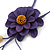 Deep Purple Leather Daisy Pendant with Long Cotton Cord - 80cm L - Adjustable - view 4