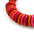 Orange/ Pink/ Red Button, Round Wood Bead Wire Choker Necklace - 42cm L - view 3