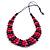 Deep Purple/ Pink/ Red/ Black Wooden Bead Black Cord Necklace - 70cm L
