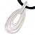 Triple Oval Pendant with Black Leather Cords In Silver Tone - 40cm L/ 5cm Ext - view 5