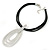 Triple Oval Pendant with Black Leather Cords In Silver Tone - 40cm L/ 5cm Ext - view 7