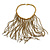 Statement Gold/ Bronze Glass Bead Fringe Necklace - 41cm L/ 20cm Front Drop
