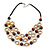 Layered Wood Bead and Ring Necklace with Faux Leather Cord - 70cm L/ 3cm Ext