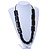 Black Wood Bead with Black Cotton Cord Necklace - 88cm L - view 5