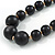 Black Wood Bead Necklace - 50cm L/ 3cm Ext - view 3
