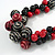Black/ Red Cluster Wood Bead With Black Cord Necklace - 54cm L - view 3