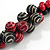 Black/ Red Cluster Wood Bead With Black Cord Necklace - 54cm L - view 4