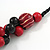 Black/ Red Cluster Wood Bead With Black Cord Necklace - 54cm L - view 6