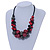 Black/ Red Cluster Wood Bead With Black Cord Necklace - 54cm L - view 2
