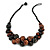 Black/ Brown Cluster Wood Bead With Black Cord Necklace - 54cm L