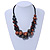 Black/ Brown Cluster Wood Bead With Black Cord Necklace - 54cm L - view 2