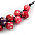 Purple/ Red/ Pink Cluster Wood Bead With Black Cord Necklace - 54cm L - view 3