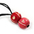 Purple/ Red/ Pink Cluster Wood Bead With Black Cord Necklace - 54cm L - view 4