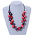 Purple/ Red/ Pink Cluster Wood Bead With Black Cord Necklace - 54cm L - view 2