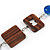 Blue Glass, Brown Wood Bead with Black Faux Leather Cord Necklace - 80cm L - view 3