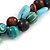 Chunky Cluster Wood, Resin Bead Black Cotton Cord Necklace (Light Blue, Teal, Brown, Black) - 72cm L/ 185g - view 3