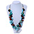 Chunky Cluster Wood, Resin Bead Black Cotton Cord Necklace (Light Blue, Teal, Brown, Black) - 72cm L/ 185g - view 2