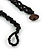 Black/ Blue Wood Square Pendant with Braided Black Glass Bead Cord - 46cm L/ 9cm Pendant - view 6