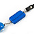 Geometric Blue Resin and Brown Wood Bead with Black Leather Cord Necklace - 88cm L - view 4