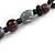 Grey/ Brown Wood Beads with Black Faux Leather Cord Necklace - 70cm L - view 4