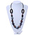 Grey/ Brown Wood Beads with Black Faux Leather Cord Necklace - 70cm L - view 2