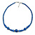 Classic Blue Glass Bead with Crystal Ring Necklace - 40cm L/ 5cm Ext - view 3