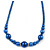 Classic Blue Glass Bead with Crystal Ring Necklace - 40cm L/ 5cm Ext - view 4