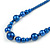 Classic Blue Glass Bead with Crystal Ring Necklace - 40cm L/ 5cm Ext - view 5