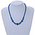 Classic Blue Glass Bead with Crystal Ring Necklace - 40cm L/ 5cm Ext - view 2