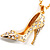 Gold Tone Crystal High Heel Shoe Pendant with Chain - 70cm L - view 4
