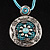Silver Tone Medallion Cotton Cord Pendant (Aqua) - view 6
