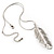 Rhodium Plated Crystal Feather Pendant - view 2
