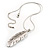 Rhodium Plated Crystal Feather Pendant - view 5