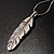 Rhodium Plated Crystal Feather Pendant - view 7