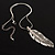 Rhodium Plated Crystal Feather Pendant - view 3