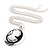 Long Cameo 'Classic Lady' Silver Tone Oval Locket Pendant - 56cm L - view 6