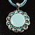 Light Blue Crystal Enamel Medallion Cotton Cord Pendant (Silver Tone) -38cm - view 5
