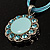 Light Blue Crystal Enamel Medallion Cotton Cord Pendant (Silver Tone) -38cm - view 8