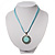 Light Blue Crystal Enamel Medallion Cotton Cord Pendant (Silver Tone) -38cm - view 9