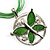 Lime Green Enamel Cotton Cord Butterfly Pendant Necklace (Silver Tone) - 40cm Length - view 3