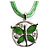 Lime Green Enamel Cotton Cord Butterfly Pendant Necklace (Silver Tone) - 40cm Length - view 5