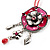 Bright Pink Enamel Flower Pendant With Faux Suede Cord Necklace (Silver Tone) - 40cm Length - view 4