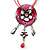 Bright Pink Enamel Flower Pendant With Faux Suede Cord Necklace (Silver Tone) - 40cm Length - view 8