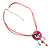Bright Pink Enamel Flower Pendant With Faux Suede Cord Necklace (Silver Tone) - 40cm Length - view 6