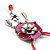 Bright Pink Enamel Flower Pendant With Faux Suede Cord Necklace (Silver Tone) - 40cm Length - view 11